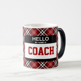 Caneca Mágica Xadrez Maroon do Treinador Esportivo Nametag Team