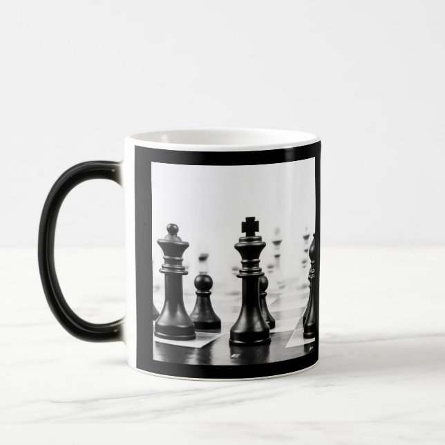 Caneca Mágica Xadrez Preto e Branco (Esquerda)