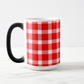 Caneca Mágica Xadrez Vermelho Branco Búfalo Festa de Piquenique 