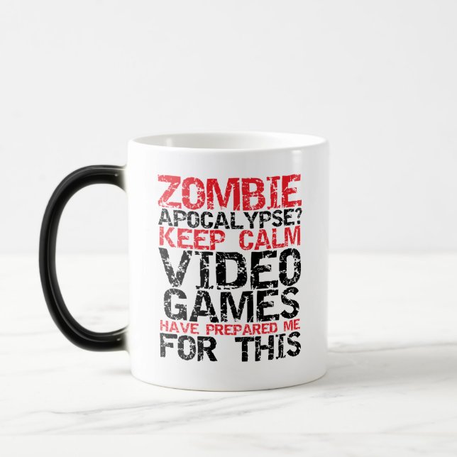 Caneca Mágica Zombie Apocalypse Mantenha Calmos Gamers Engraçado (Esquerda)
