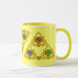 CANECA MÁGICO ELFIC TALISMAN/DOURADO TRIÂNGULO COM GEMSTO