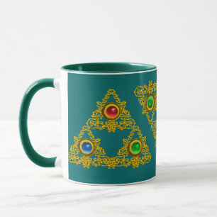 CANECA MÁGICO ELFIC TALISMAN/DOURADO TRIÂNGULO COM GEMSTO