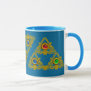 CANECA MÁGICO ELFIC TALISMAN/DOURADO TRIÂNGULO COM GEMSTO
