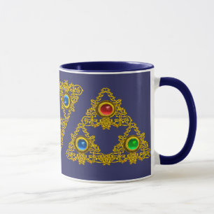 CANECA MÁGICO ELFIC TALISMAN/DOURADO TRIÂNGULO COM GEMSTO