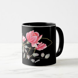 Caneca Magnésia rosa e Dourada em preto