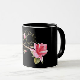 Caneca Magnésia rosa e Dourada em preto