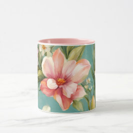 Caneca Magnólia Amarela refinada com flores brancas