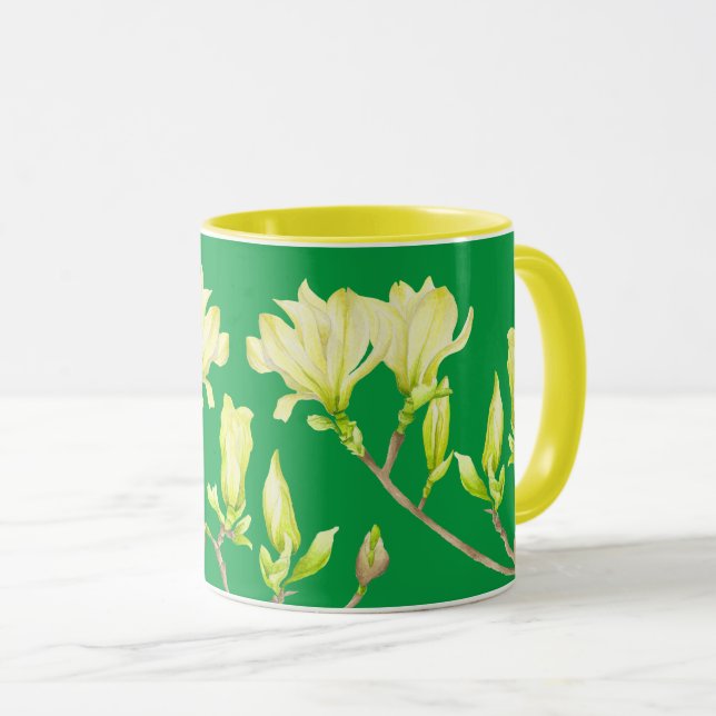 Caneca Magnolias Amarelas numa Caneta Combo (G) (Frente Esquerda)
