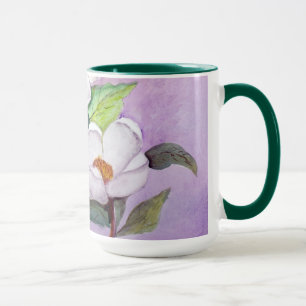 Caneca Magnólias do sul brancas Painterly na lavanda