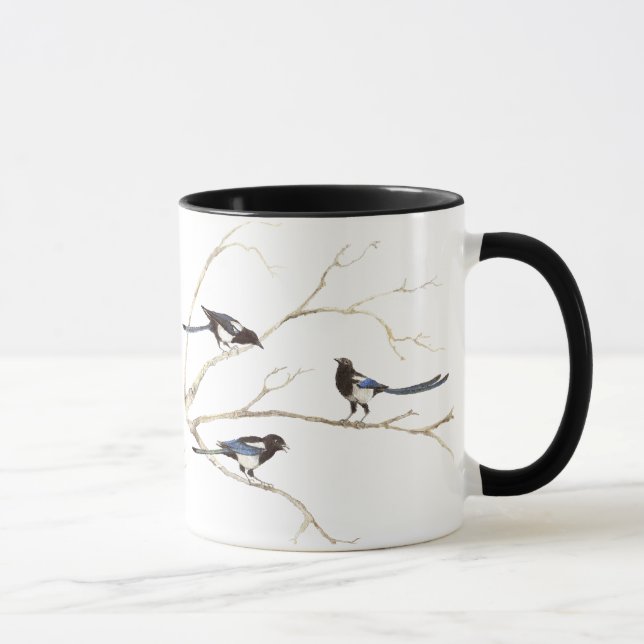 Caneca Magpie Bird, Nature, Willife Family Mug (Direita)