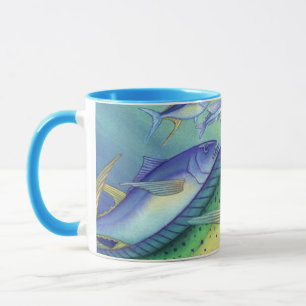 Caneca Mahi Mahi (peixe do golfinho) que persegue peixes