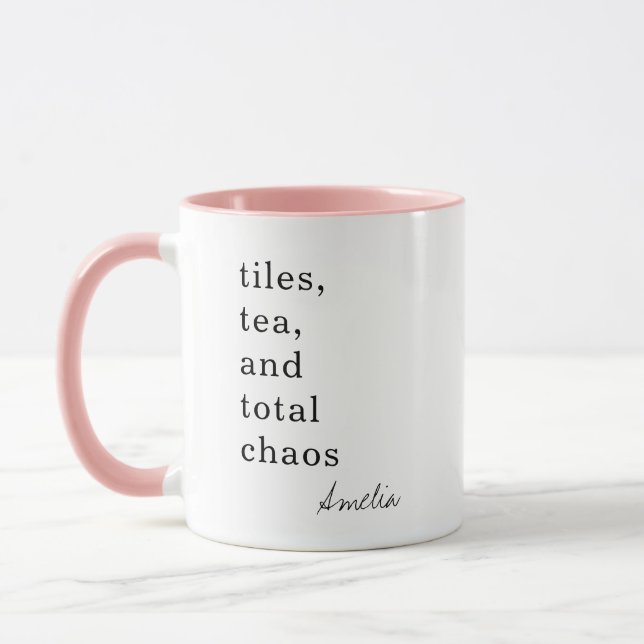 Caneca Mahjong Mom Tiles Tea Chaos Funny Quote Name (Esquerda)