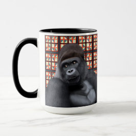 Caneca Maiestoso Sentando Gorila Na Vida Selvagem Geométr