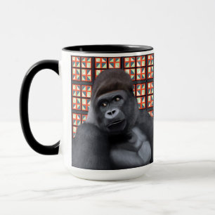 Caneca Maiestoso Sentando Gorila Na Vida Selvagem Geométr