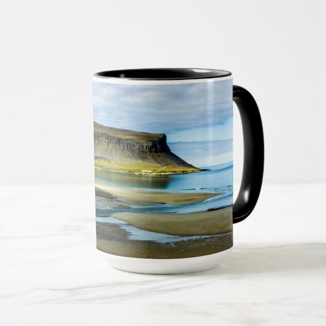 Caneca Maiestoso Westfjords Islândia Rugged Foto Costeira (Frente Esquerda)