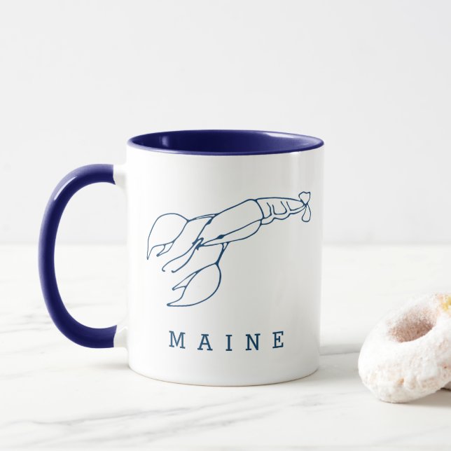 Caneca Maine - Lagosta Azul Elegante - Personalizada (Com Donut)