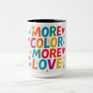 Caneca Mais Cor Mais Amor Tipografia Divertida Arco-íris