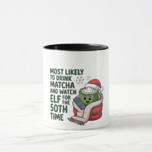 Caneca Mais Propenso a Beber Matcha e Assistir Elf Natal 