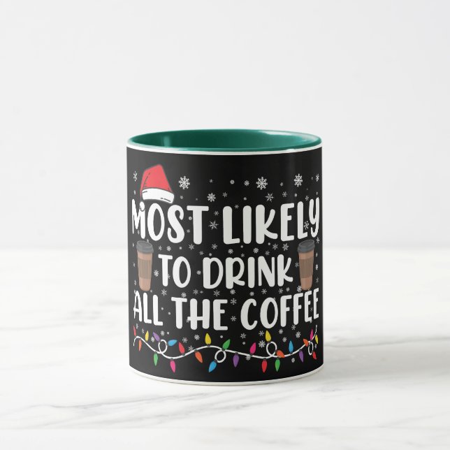 Caneca Mais Propenso a Beber Todo o Café Natal  (Centro)
