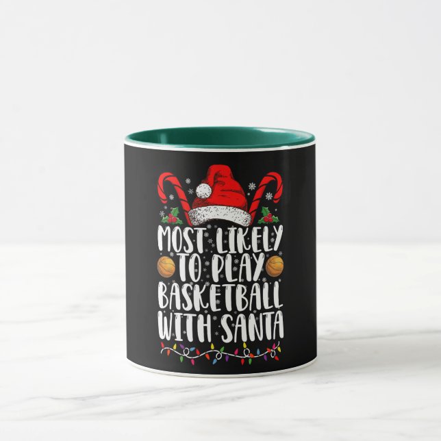 Caneca Mais Propenso a Jogar Basquete com o Papai Noel no (Centro)