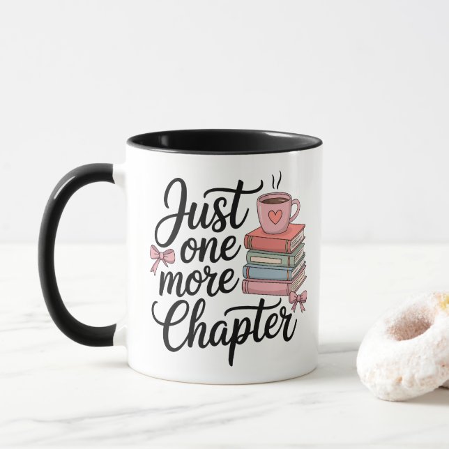 Caneca Mais Um Capítulo – Design Aconchegante para Leitor (Com Donut)