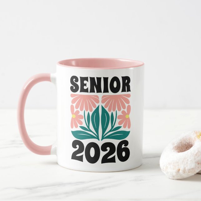 Caneca Mais velho 2026 - Graduação de Flores Personalizad (Com Donut)