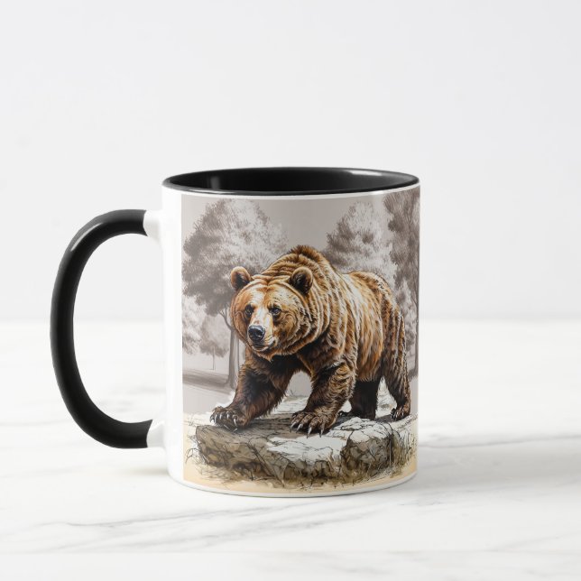 Caneca Majestoso Grizzly: Guardião da Floresta" (Esquerda)
