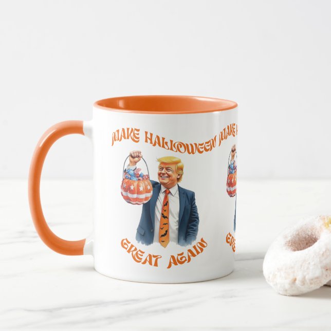 Caneca Make Halloween Great Again Donald Trump Funny (Com Donut)