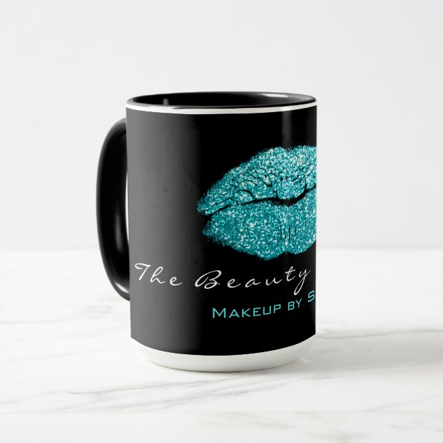 Caneca Makeup Artist Beaust Kiss Lábios Tiffany Black Rea (Frente Esquerda)