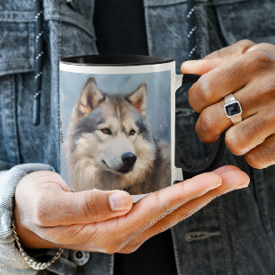 Caneca Malamute Dog Impressionista no Alasca