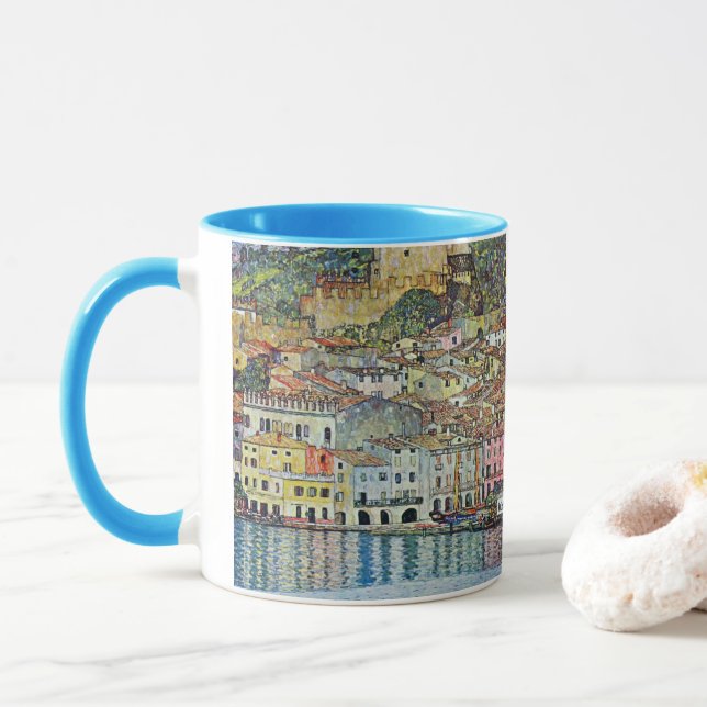 Caneca Malcesine no lago Garda por Gustav Klimt (Com Donut)