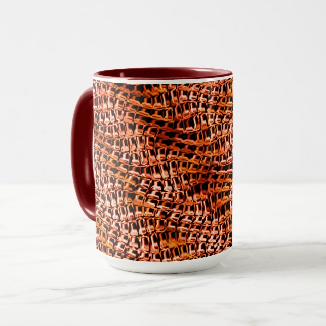 Caneca Malha de juta de coral torcida e ondulada, laranja (Frente Esquerda)