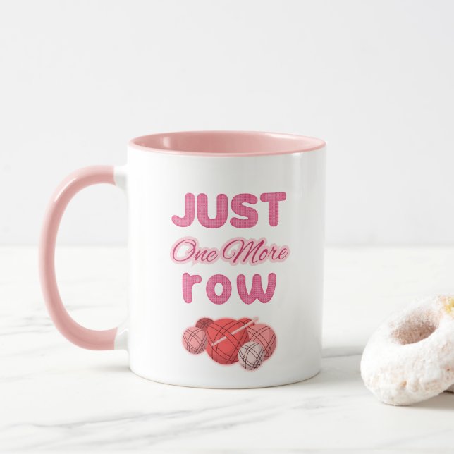 Caneca Malha Rosa Só Mais Uma Fileira de Tricô (Com Donut)