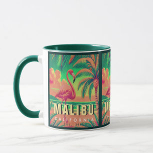 Caneca Malibu California Retro Flamingo Souvenirs 1950