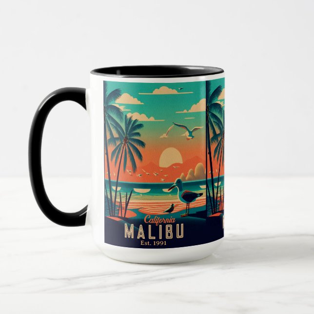 Caneca Malibu California Retro Sunset Souvenirs 1950 (Esquerda)