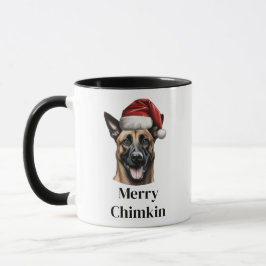Caneca Malinois Belga Chapéu de Papai Noel Natal