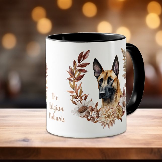 Caneca Malinois Cog Autumn Wreath (Criador carregado)