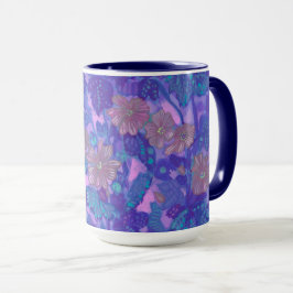 Caneca Mallow Bloom, Malva Flowers Púrpura Floral