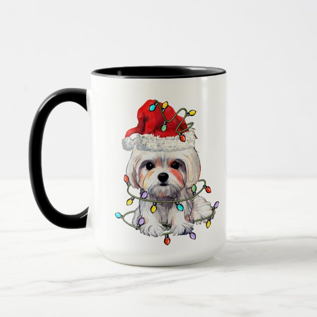 Caneca Maltês - Natal, Xmas Maltês - Cão Maltês (Esquerda)