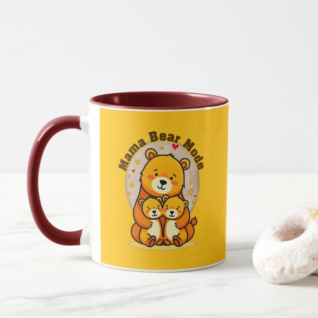 Caneca Mama Bear Mode – Cute Mother Bear Illustration (Com Donut)