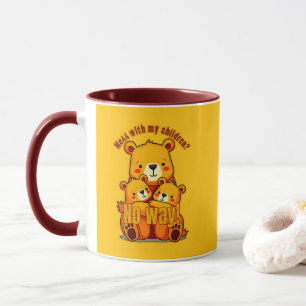 Caneca Mama Bear with My Cubs – Cute Family Bear Art