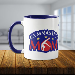 Caneca Mamã branca e azul vermelha da ginástica