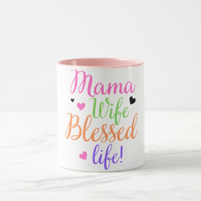 Caneca Mama Esposa Abençoada Dia de as mães de Script Col (Centro)