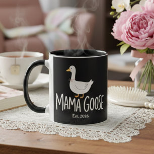 Caneca Mama Ganso Minimalista Mãe Gansa Maternidade