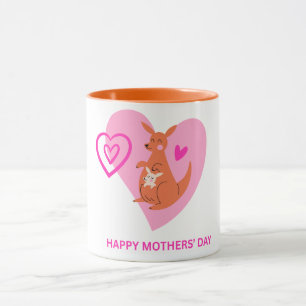 Caneca Mama Kangaroo e Joey Happy Dia de as mães