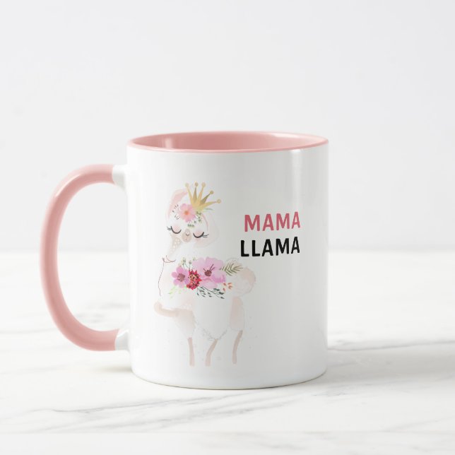 Caneca Mama Llama Funny Bonito Rosa Rosa Llama (Esquerda)