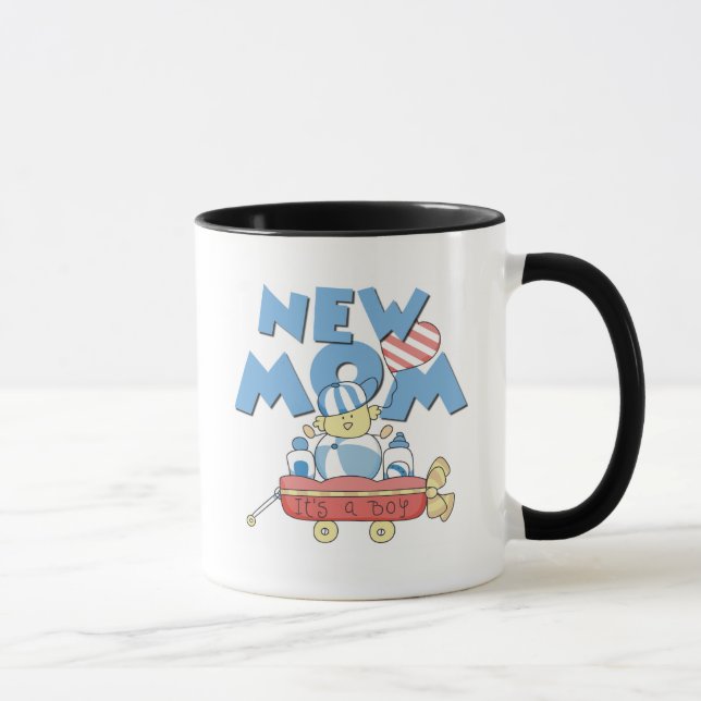 Caneca Mamã nova é camiseta e presentes de um menino (Direita)