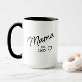 Caneca Mama Preto e Branco Minimalista Ano Est
