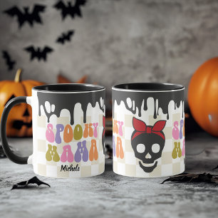 Caneca Mama Spooky Skull com bandana vermelha personaliza