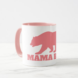 Caneca Mama ursinha de café com pega rosa